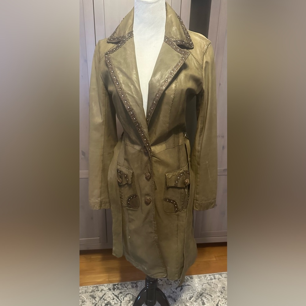 Benedetta Novi Olive Green Women's leather Coat, size M